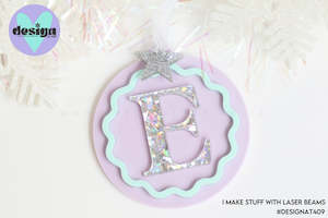 Christmas Baubles: Custom Initial Round Wave Tree Decoration