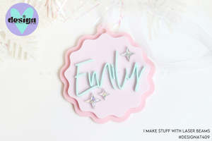 Custom Name Round Wave Tree Decoration