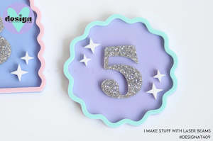 Circle Wave Custom Layered Number Deco Or Badge (options available)