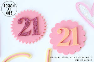 Number Letter Cake Toppers: Starburst or Scallop Layered Custom Cake Number