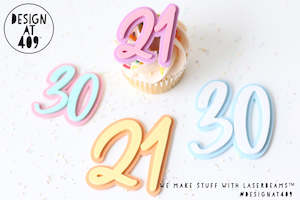 Number Letter Cake Toppers: Party Double Number Layered (No Stick) - 2 sizes