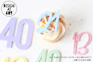 Number Letter Cake Toppers: Acrylic Double Number (No Stick) 2 sizes