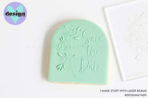 Save The Date Floral Details Raised Acrylic Fondant Stamp