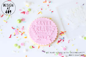 Christmas New Year Raised Acrylic Stamps: Santa Claus Is Coming To Town Raised Acrylic Fondant Stamp
