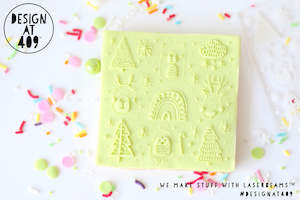 Cute Christmas Animals Patterned Raised Acrylic Fondant Stamp