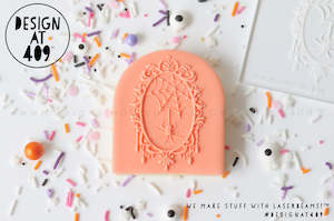 Halloween Raised Acrylic Stamps: Spider Mirror Frame Raised Acrylic Fondant Stamp