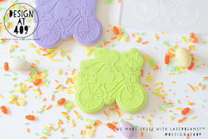 Easter Stamps Cutters: Bunny On A Bicycle Raised Stamp & Cutter