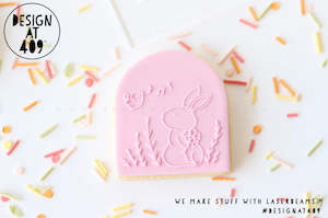 Bunny With Flower 3 Raised Acrylic Fondant Stamp