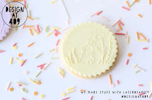 Easter Raised Acrylic Stamps: Bunny With Flower 1 Raised Acrylic Fondant Stamp