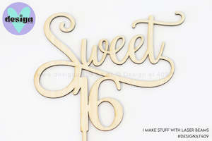 Sweet 16 Cake Topper (other colour choices available)