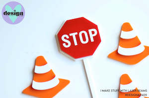 Cone or Stop Sign Themed Layered Cake Charms (Sold Individually)