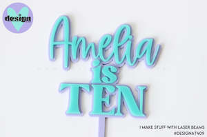 Custom Name is Age Layered Cake Topper