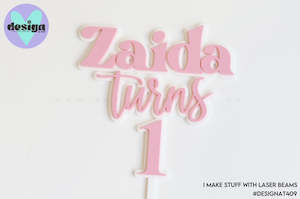 Custom Name Turns Age Layered Cake Topper 2