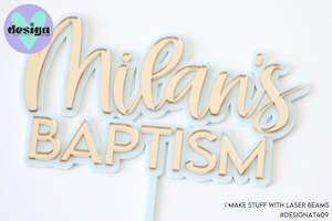 Custom Name Baptism Layered Cake Topper