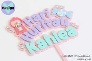 Custom: Happy Birthday or Hari Huritau Custom Name Layered Cake Topper