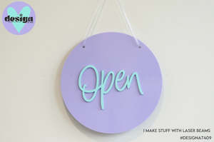 Wall Door: Open Closed Layered Sign 20cm Round