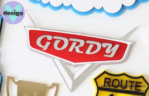 Mini: Custom Name Cars Theme Layered Cake Deco