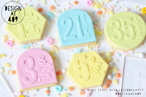 Numeral With Written Word (Any Number) Raised Acrylic Fondant Stamp
