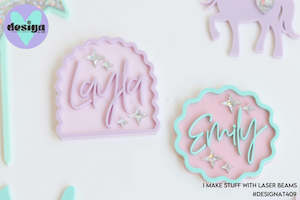 New: Wave Custom Name Layered Cake Deco (options available)