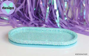 Blue Glitter/Blue Oval Trinket Tray