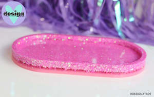 Pink Glitter/Pink Oval Trinket Tray