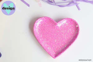 Pink Glitter Heart Trinket Dish