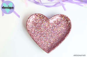 Rose Gold Glitter Heart Trinket Dish