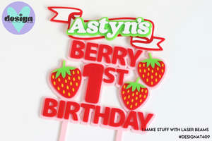 Custom Name Berry First Birthday Layered Cake Topper