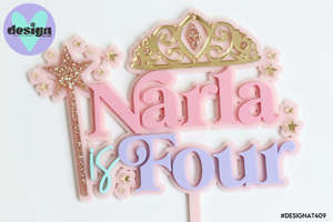 Custom: Custom Name Is Age Fairy Princess Layered Cake Topper