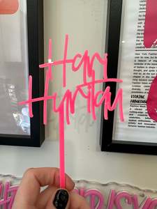 Sale: Hari Huritau Cake Topper Pink Fluro Acrylic