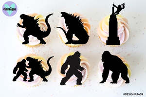 Mini: Godzilla/King Kong Themed Cut Out Cupcake Topper (Sold Individually)