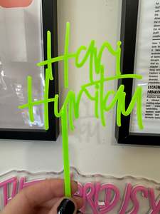 Hari Huritau Cake Topper Green Fluro Acrylic