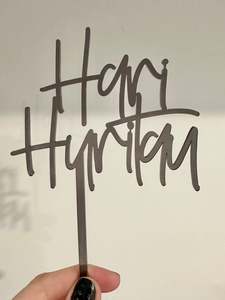 Hari Huritau Cake Topper Dark Grey Translucent Acrylic