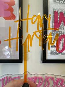 Hari Huritau Cake Topper Orange Translucent Acrylic