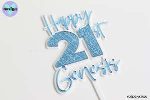 Custom Happy Age And Name With Patterning Layered Cake Topper