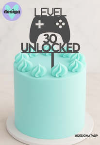 Cake Toppers: Custom Age Level Unlocked Cake Topper (other colour choices available)