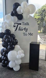 Luxe arch board and garland package Tauranga party hire and Balloon styling.