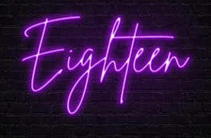 Numbered Led Lights: Eighteen neon sign