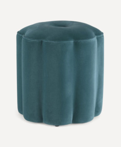 FLOWER FOOTSTOOL MOLESKIN VELVET | MARINE