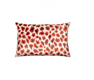 VELVET IKAT LEOPARD RED CUSHION
