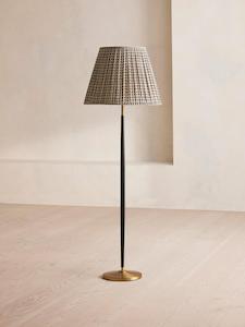 BECKETT LEATHER FLOOR LAMP | PATTERNED SHADE