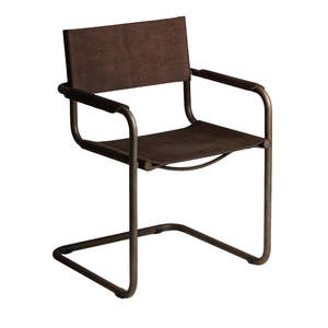 Furniture: MANTELLASSI 1926 | MECCANICA BROWN GALUCHAT LEATHER CHAIR WITH ARMRESTS