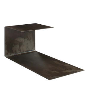 Coffee Side Tables: RENZO SERAFINI | TERRA GRAY STEEL SIDE TABLE WITH LED LIGHT