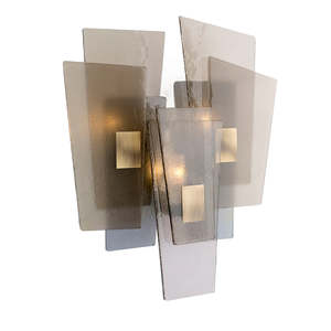 OFFICINA LUCE | SLIVER BRUSHED BRASS AND GLASS 3-LIGHTS WALL LAMP