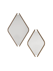 MORICA DESIGN | WOOD EYE BIS PAIR OF MIRRORS WITH SOLID WALNUT WOOD FRAME