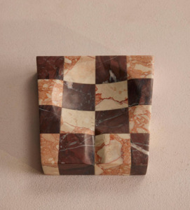 Furniture: CALABRIA CHECK MARBLE ASHTRAY | PINK & RED