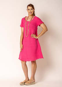 linen dress - amary - raspberry sorbet