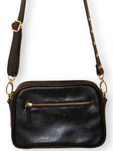 Bags And Accessories: leather crossbody bag - black & gold