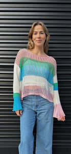 mesh jumper - multi stripe - cotton