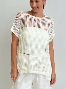 mesh tee - cotton - cream